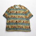 CAMPIA MODA 90年代 アロハシャツ XL カーキ レーヨン 総柄 フラガール