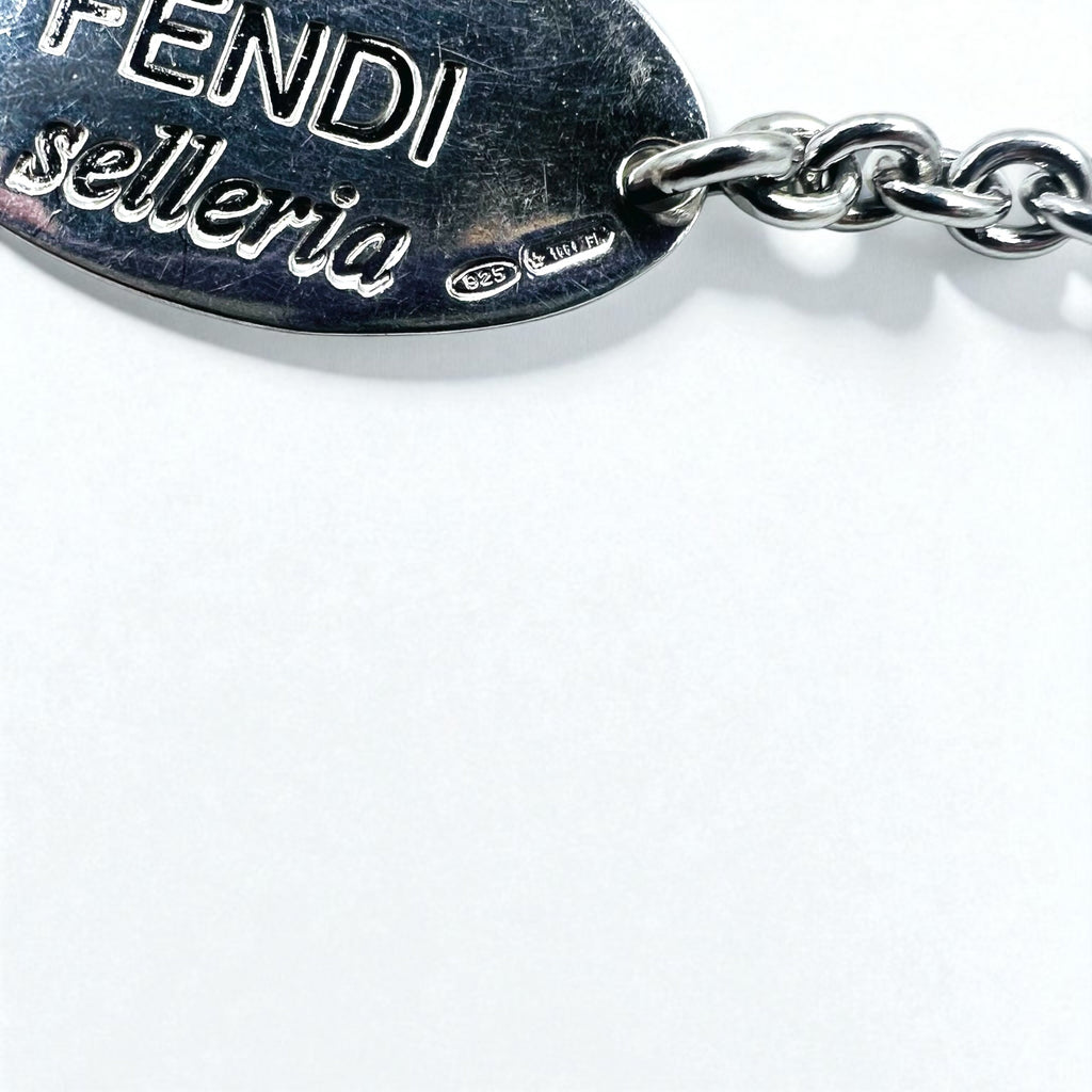FENDI Selleria Bracciale a Catena con Logo Argento STERLING 925
