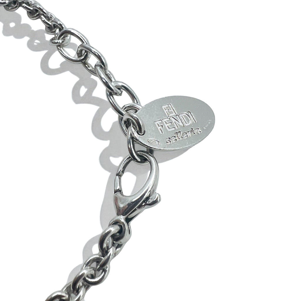 FENDI Selleria Bracciale a Catena con Logo Argento STERLING 925