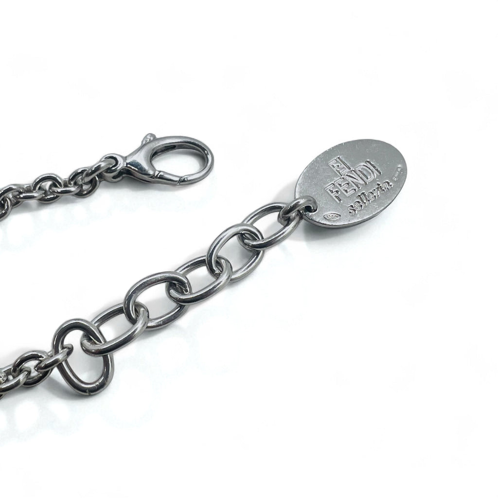 FENDI Selleria Bracciale a Catena con Logo Argento STERLING 925