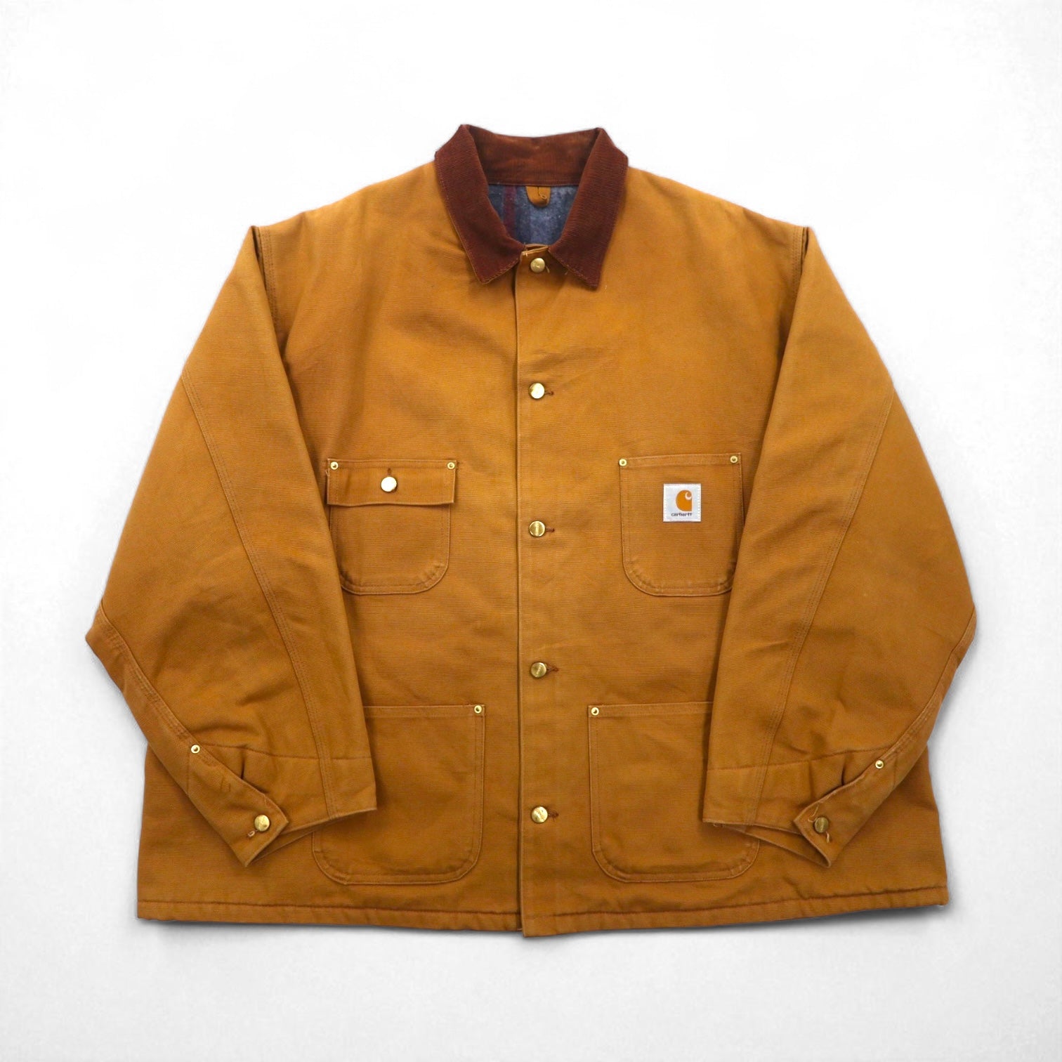 carhartt ミシガン ダック チョアコート カバーオール 2XL キャメル ブランケットライナー 襟コーデュロイ ビッグサイズ