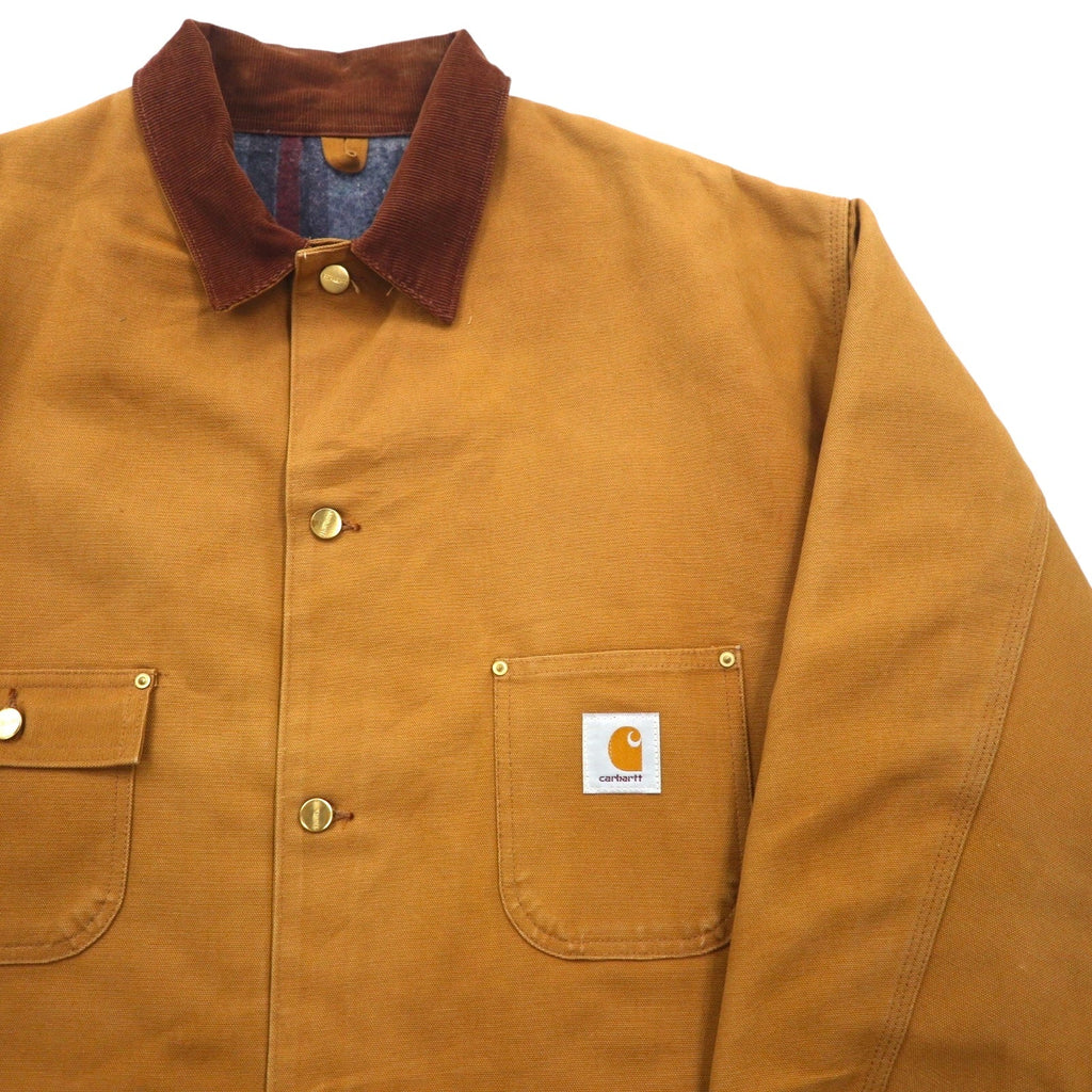 carhartt ミシガン ダック チョアコート カバーオール 2XL キャメル ブランケットライナー 襟コーデュロイ ビッグサイズ