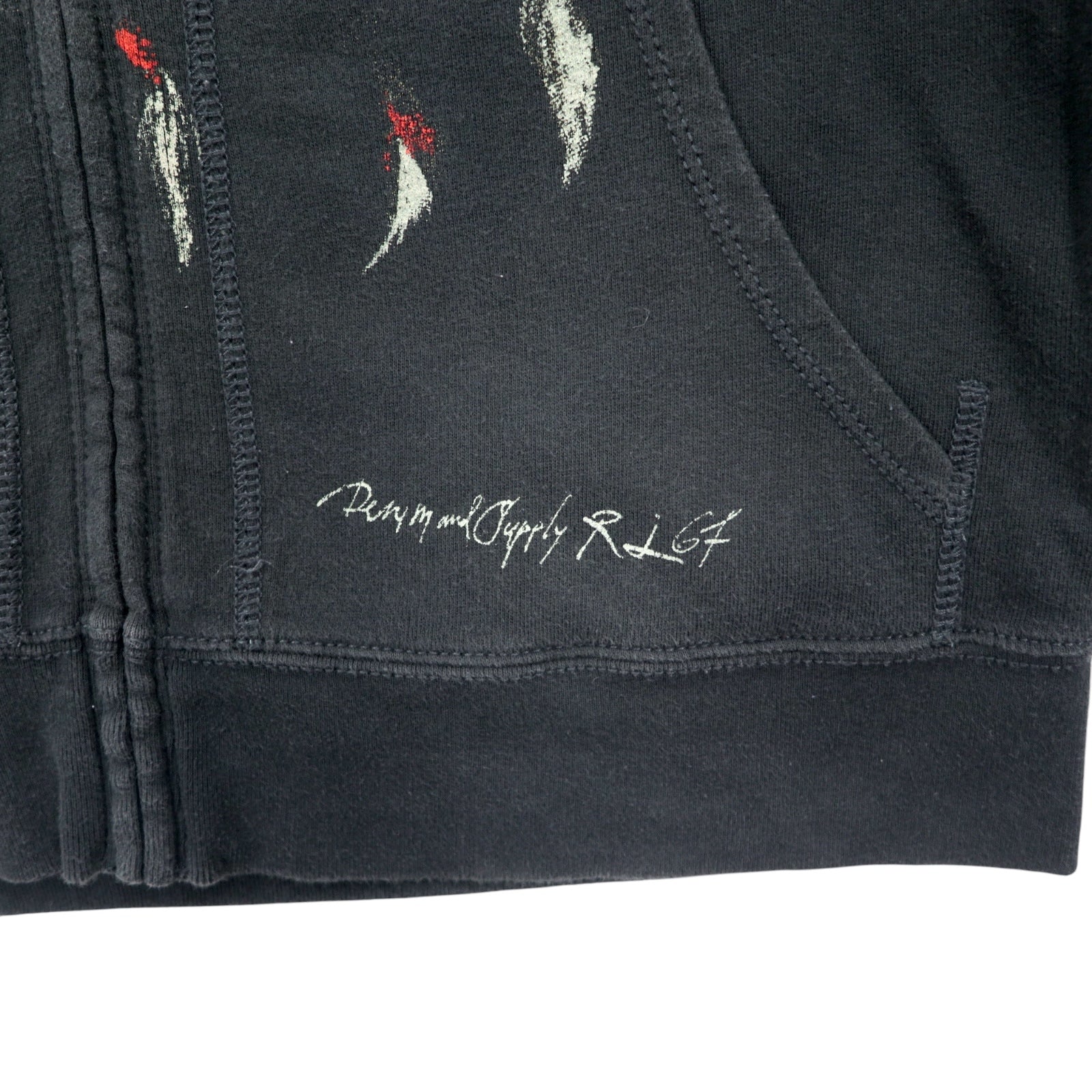 DENIM & SUPPLY RALPH LAUREN インディアンプリント フルジップパーカー S ブラック コットン