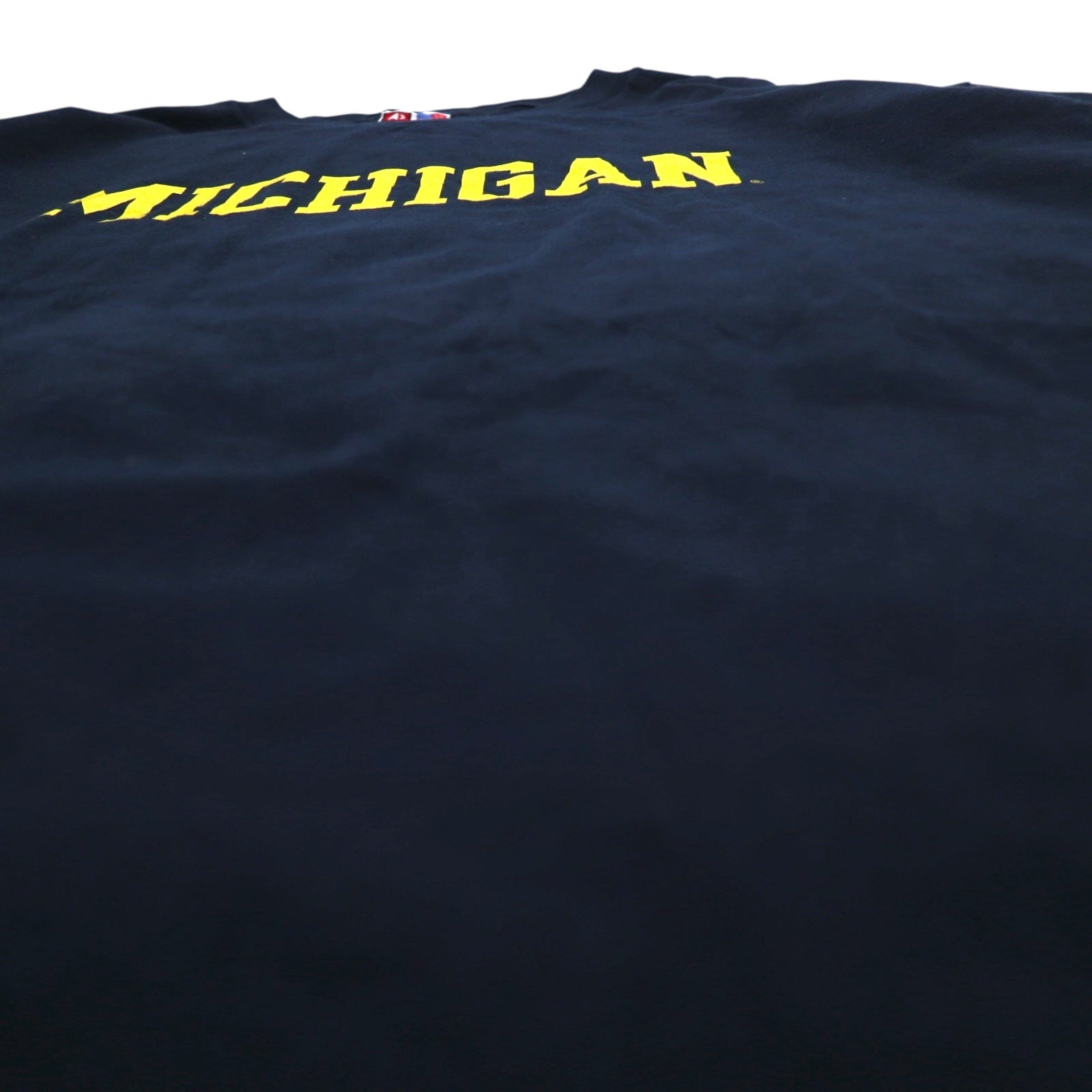 T-shirt girocollo BAYSIDE heavy-weight con stampa college, XL, nera, MICHIGAN, fabbricata negli Stati Uniti