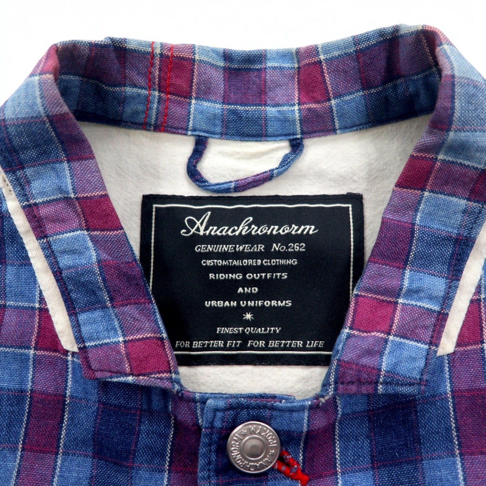 Anachronorm Tuta da Lavoro Camicia Giacca S Blu Quadretti Cotone Fatto in Giappone