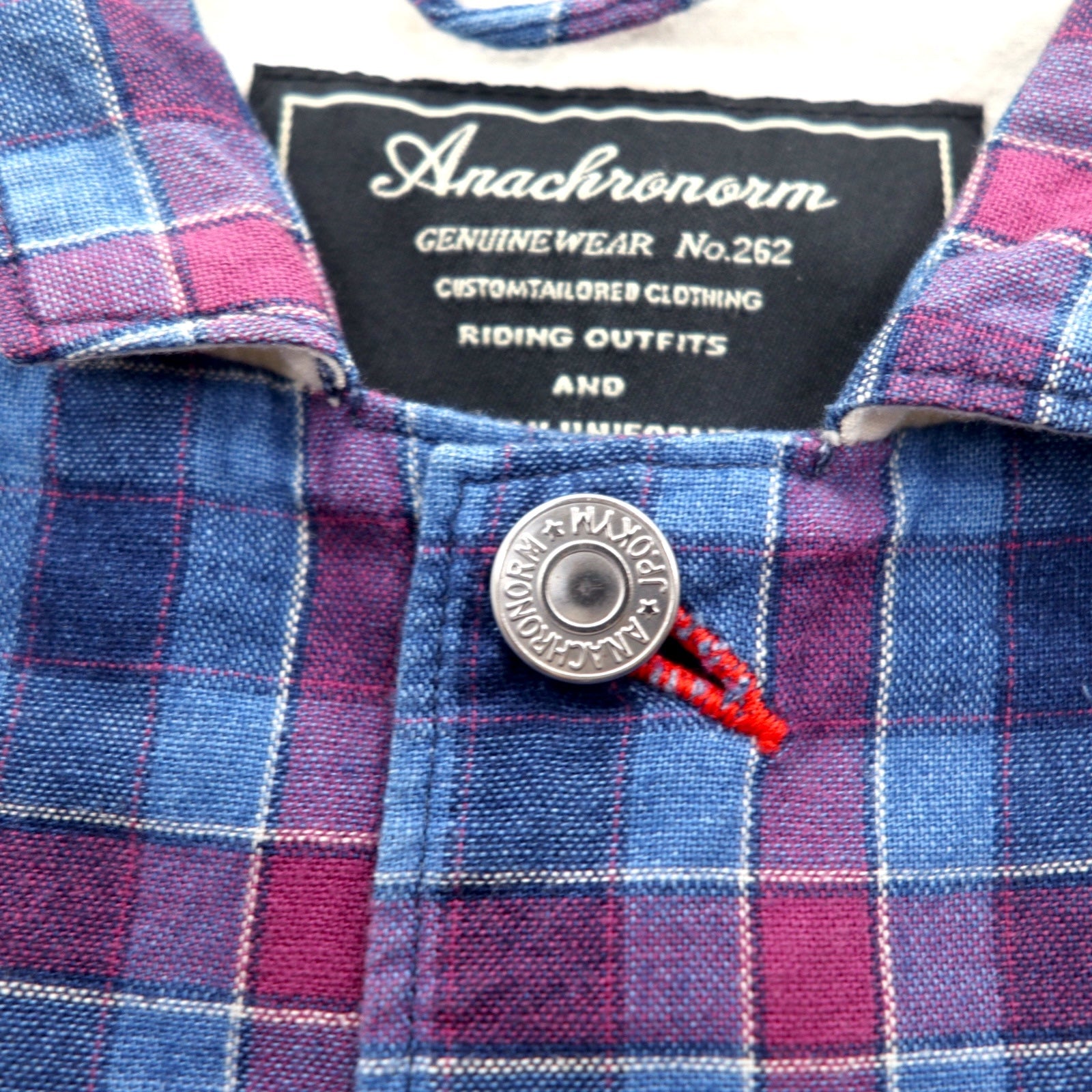 Anachronorm Tuta da Lavoro Camicia Giacca S Blu Quadretti Cotone Fatto in Giappone