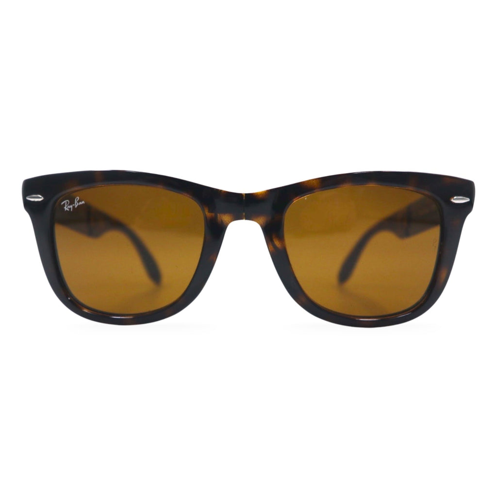 Ray-Ban Wayfarer Folding Classic, occhiali da sole marroni in tartaruga, RB4105, made in Italy