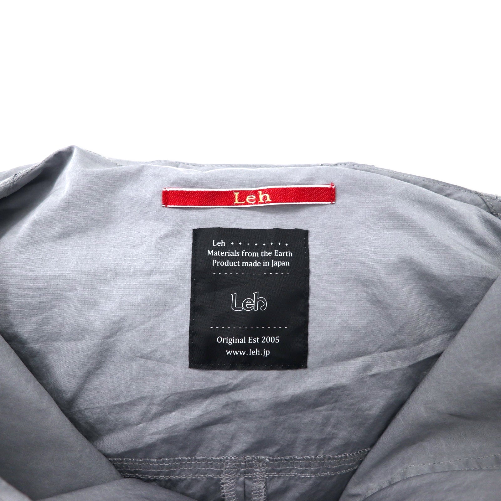LEH Parka a vento con cappuccio, taglia M, colore grigio, in nylon, con coulisse, spacchi laterali, made in Japan