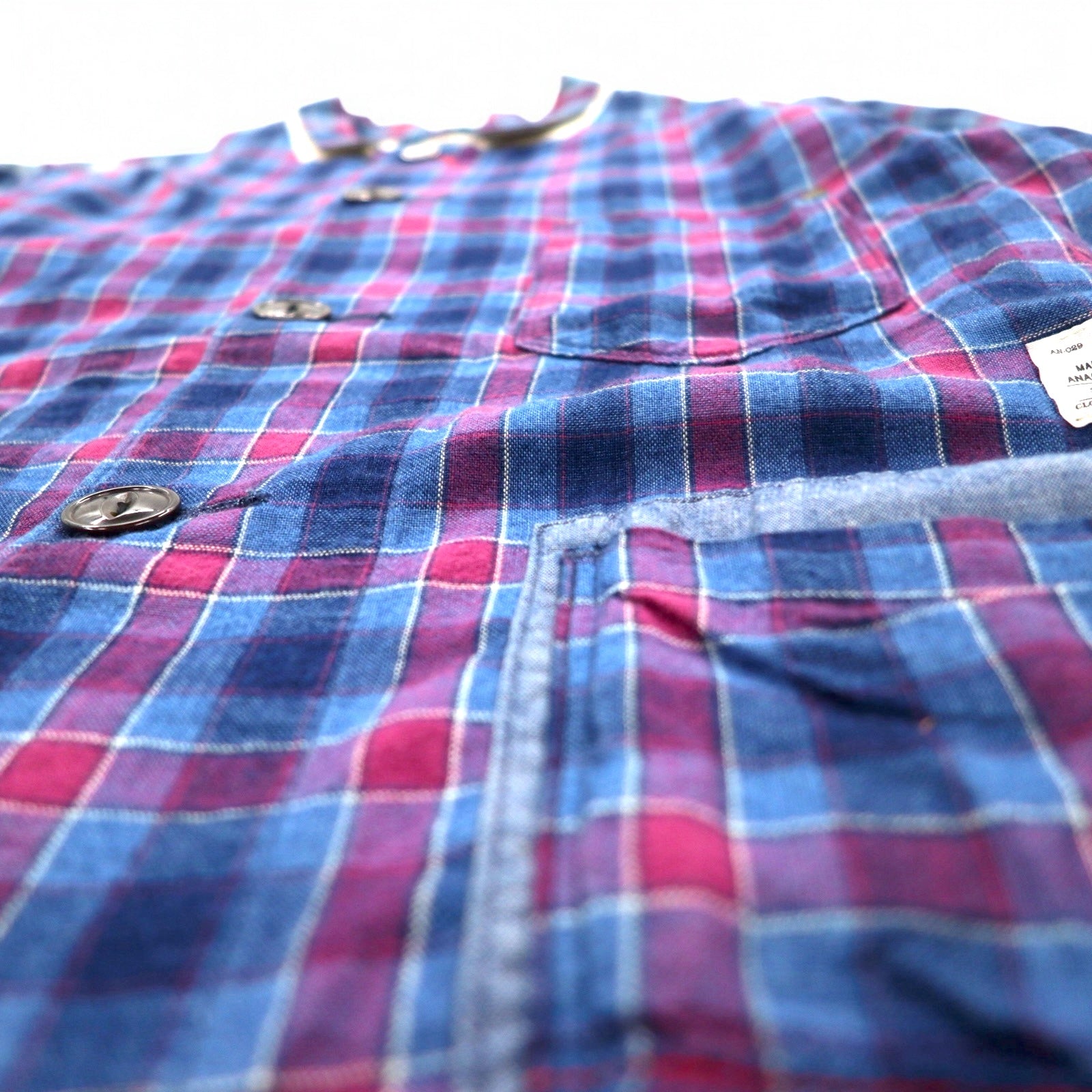 Anachronorm Tuta da Lavoro Camicia Giacca S Blu Quadretti Cotone Fatto in Giappone