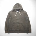 POLO RALPH LAUREN felpa con cappuccio full zip reverse weave XL grigio kaki ricamo piccolo pony