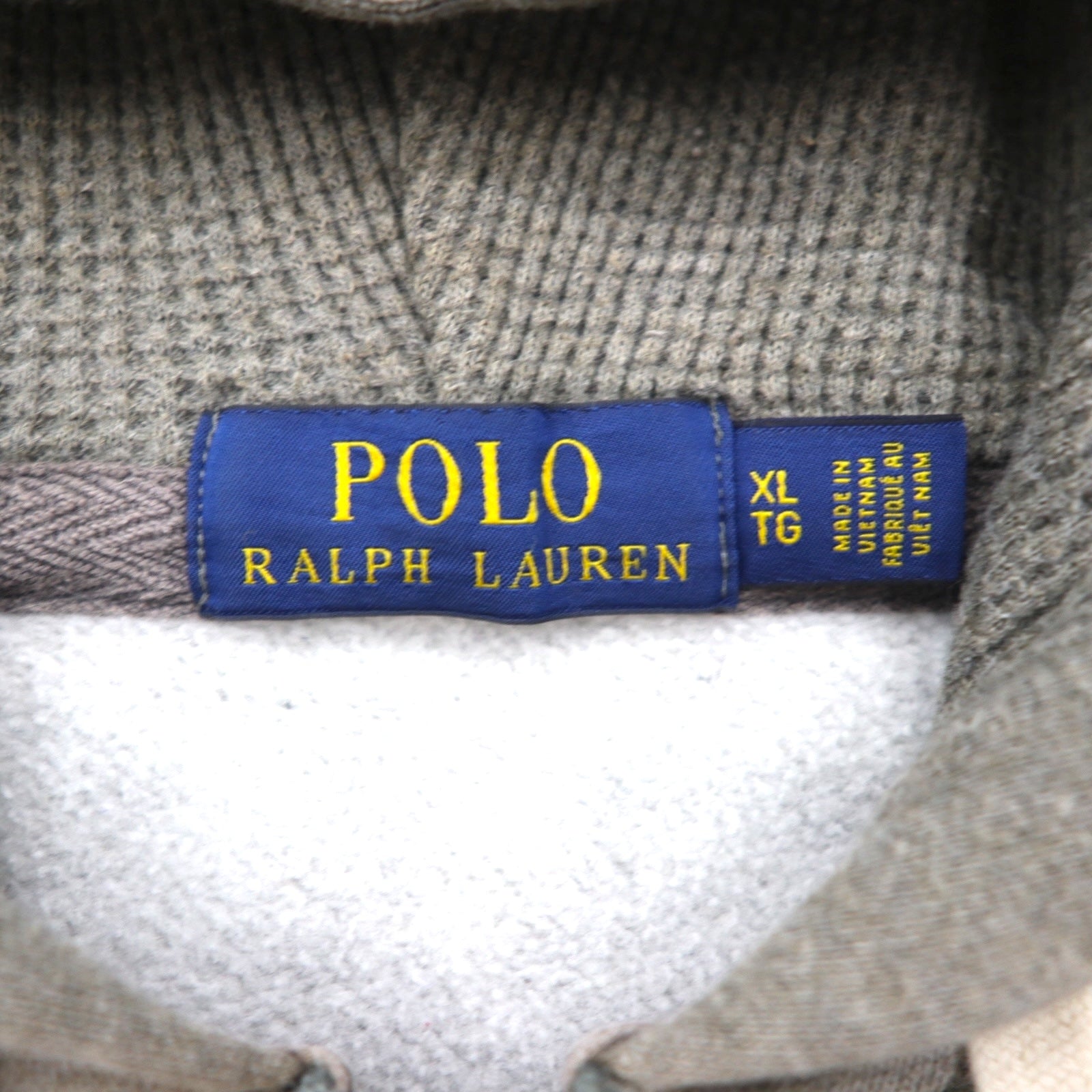 POLO RALPH LAUREN felpa con cappuccio full zip reverse weave XL grigio kaki ricamo piccolo pony