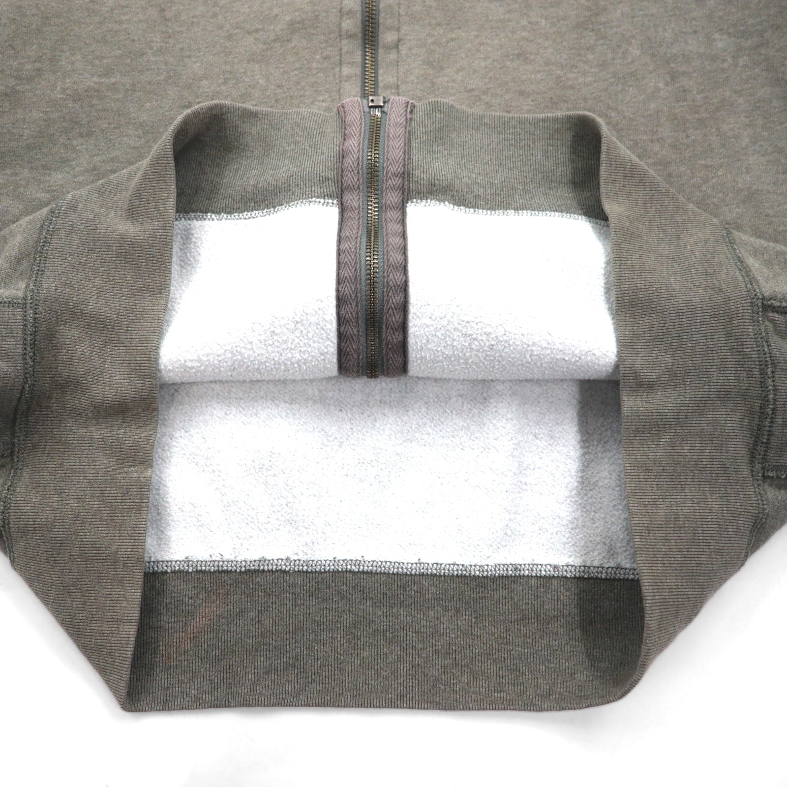 POLO RALPH LAUREN felpa con cappuccio full zip reverse weave XL grigio kaki ricamo piccolo pony