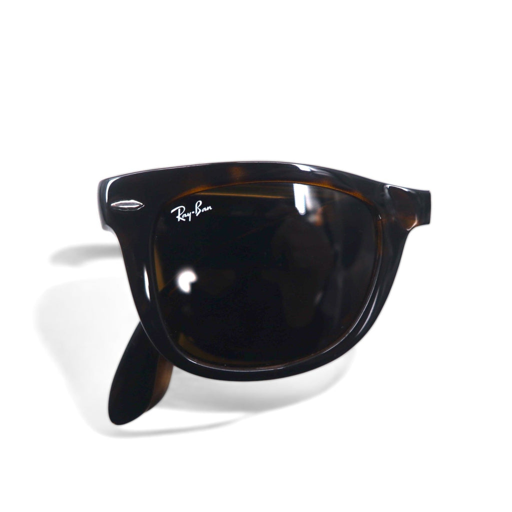 Ray-Ban Wayfarer Folding Classic, occhiali da sole marroni in tartaruga, RB4105, made in Italy