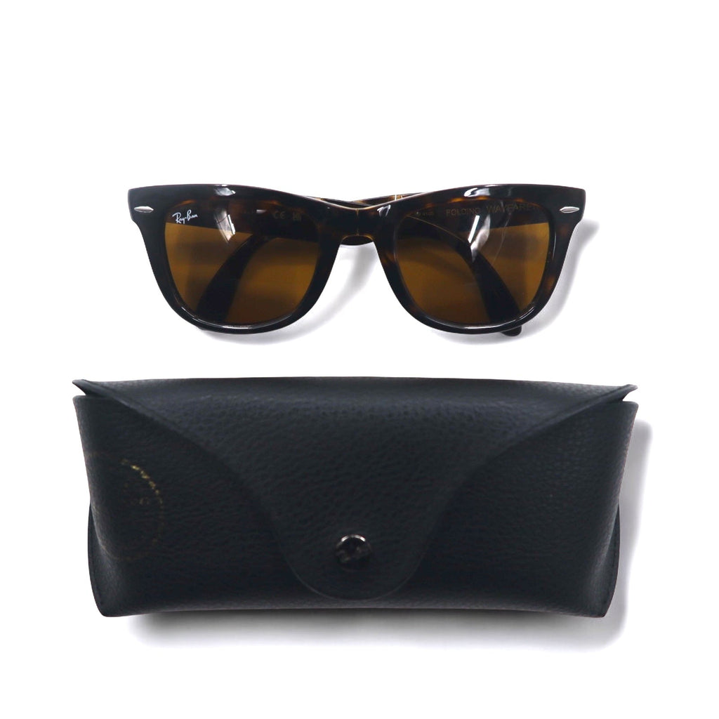 Ray-Ban Wayfarer Folding Classic, occhiali da sole marroni in tartaruga, RB4105, made in Italy