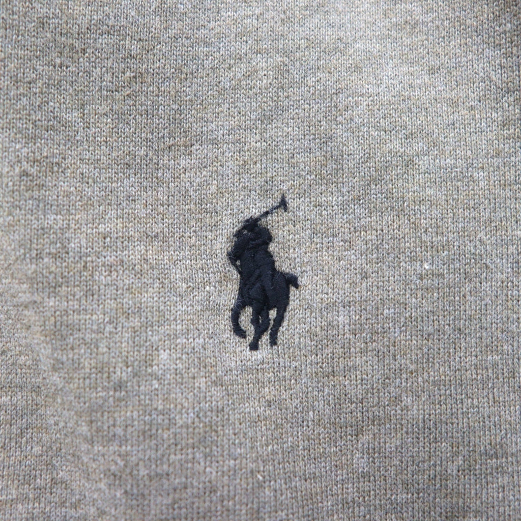 POLO RALPH LAUREN felpa con cappuccio full zip reverse weave XL grigio kaki ricamo piccolo pony