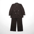 LANVIN completo doppiopetto con revers a punta, blazer, taglia L, marrone scuro, in lana, bottoni in metallo, taglio ampio