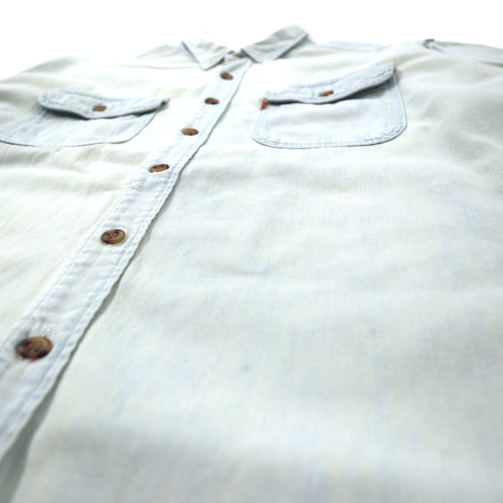 Camicia in denim Levi's anni '90, lavaggio ghiaccio, taglia L, blu, cotone, etichetta arancione