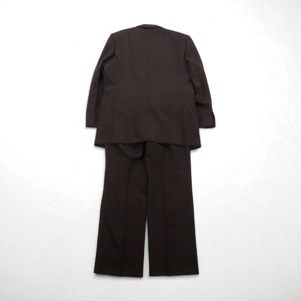 LANVIN completo doppiopetto con revers a punta, blazer, taglia L, marrone scuro, in lana, bottoni in metallo, taglio ampio