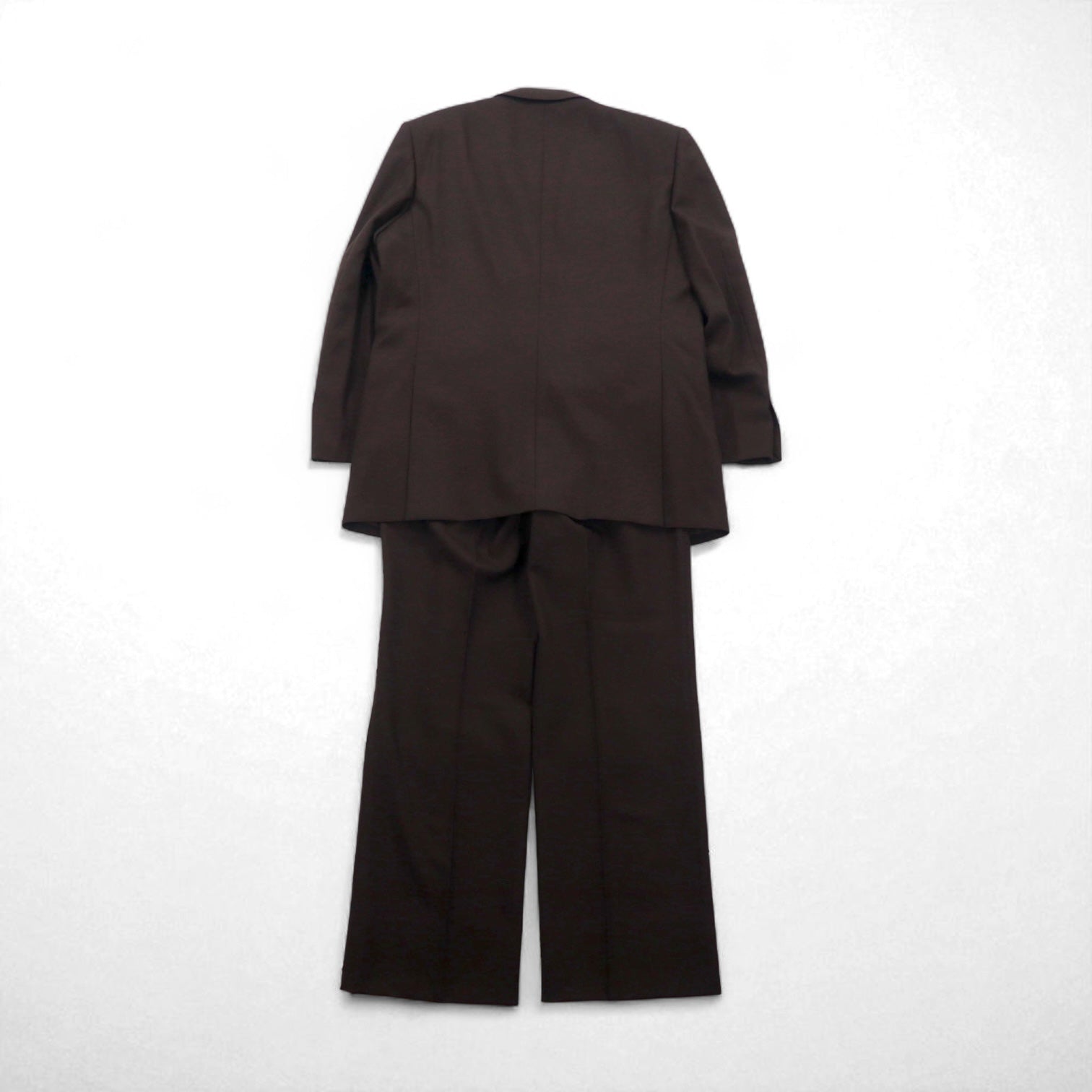 LANVIN completo doppiopetto con revers a punta, blazer, taglia L, marrone scuro, in lana, bottoni in metallo, taglio ampio