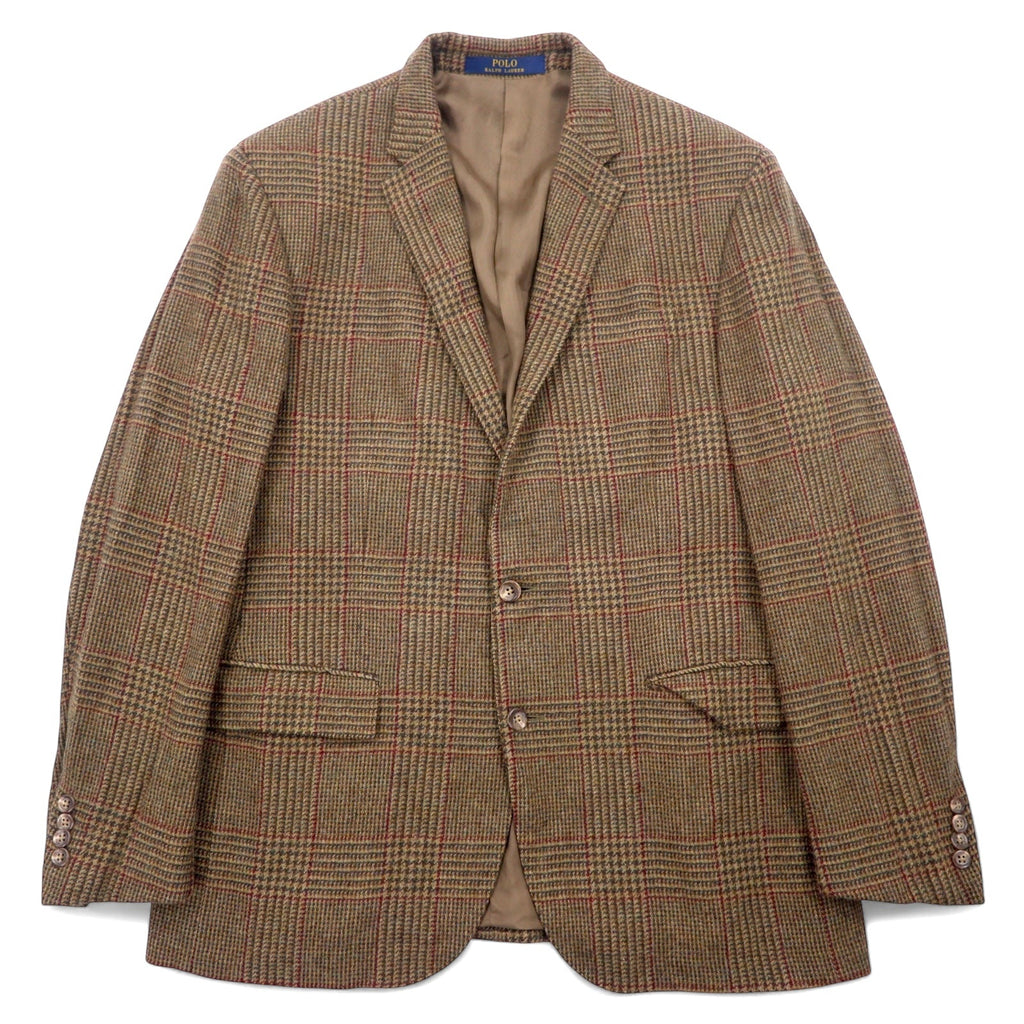 POLO RALPH LAUREN Giacca sartoriale 2 bottoni L Marrone Lana a quadri Fabbricato in Slovacchia CUSTOM FIT