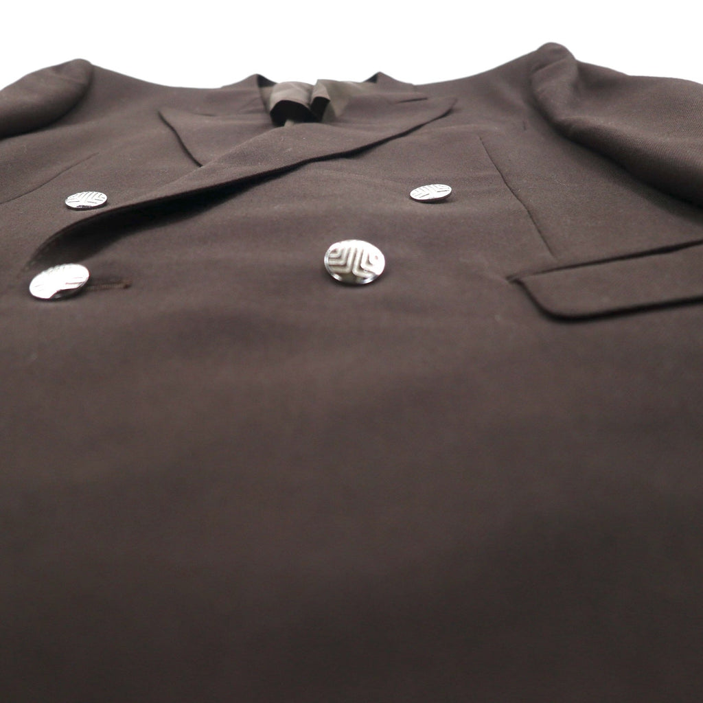 LANVIN completo doppiopetto con revers a punta, blazer, taglia L, marrone scuro, in lana, bottoni in metallo, taglio ampio