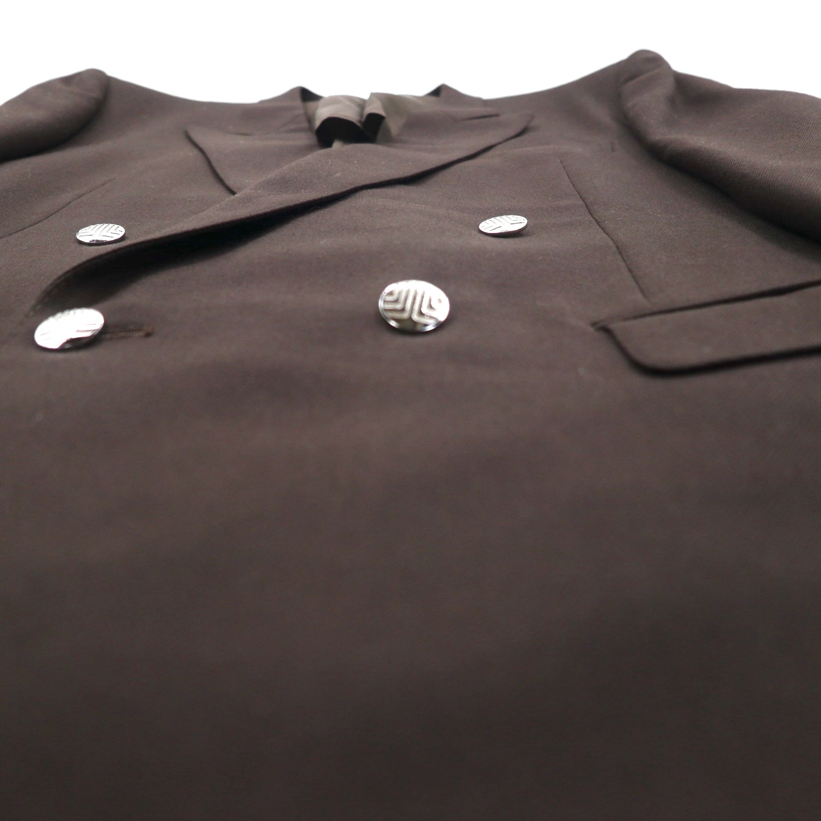 LANVIN completo doppiopetto con revers a punta, blazer, taglia L, marrone scuro, in lana, bottoni in metallo, taglio ampio