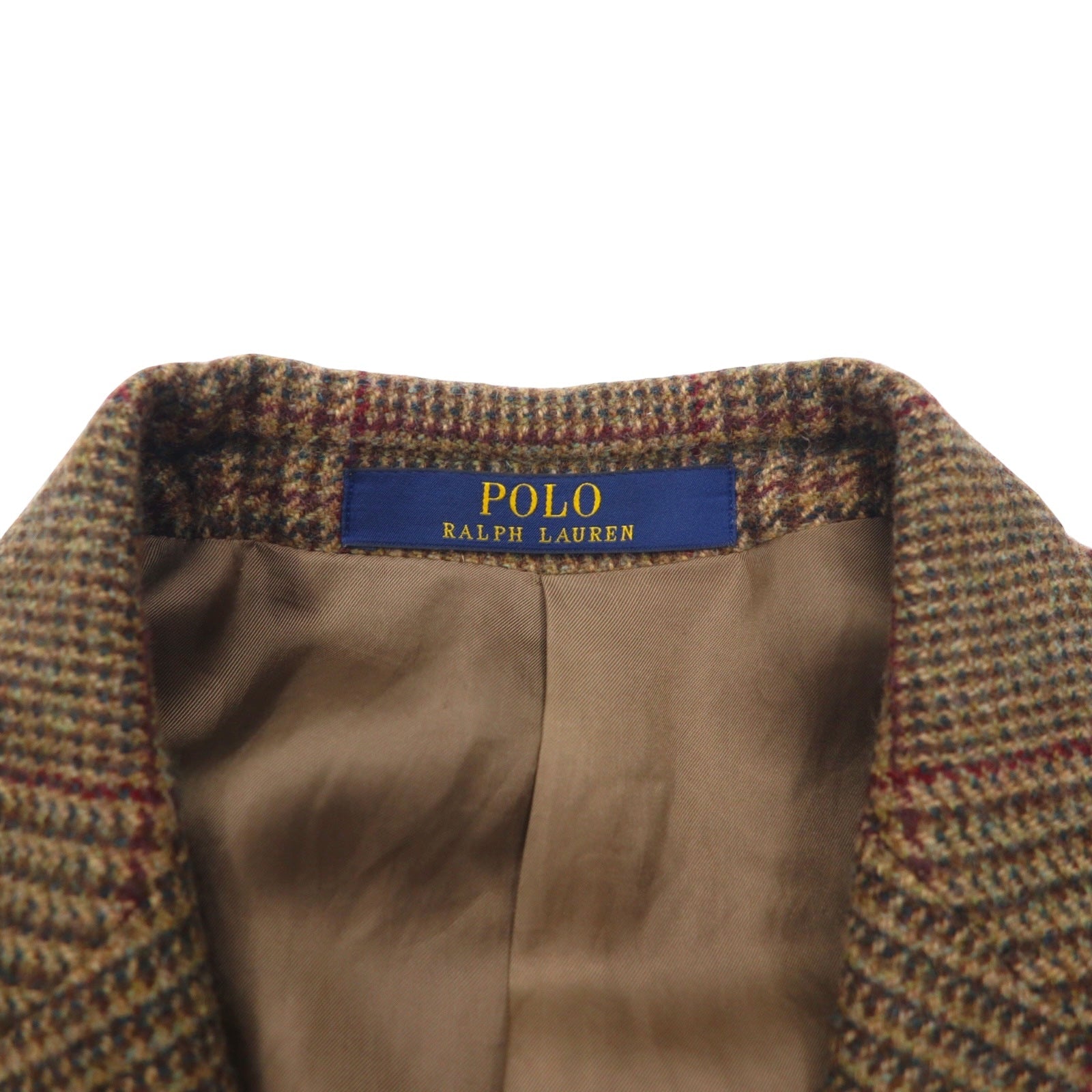 POLO RALPH LAUREN Giacca sartoriale 2 bottoni L Marrone Lana a quadri Fabbricato in Slovacchia CUSTOM FIT