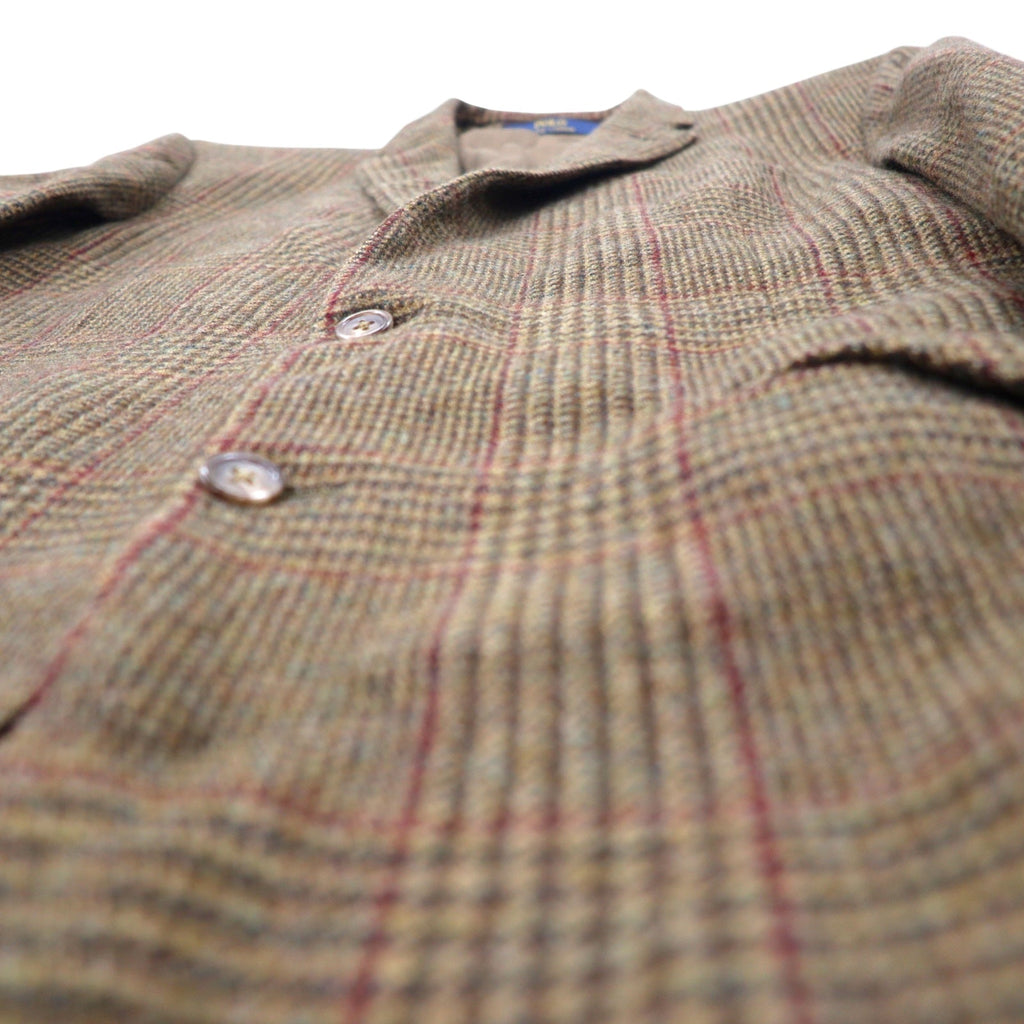POLO RALPH LAUREN Giacca sartoriale 2 bottoni L Marrone Lana a quadri Fabbricato in Slovacchia CUSTOM FIT