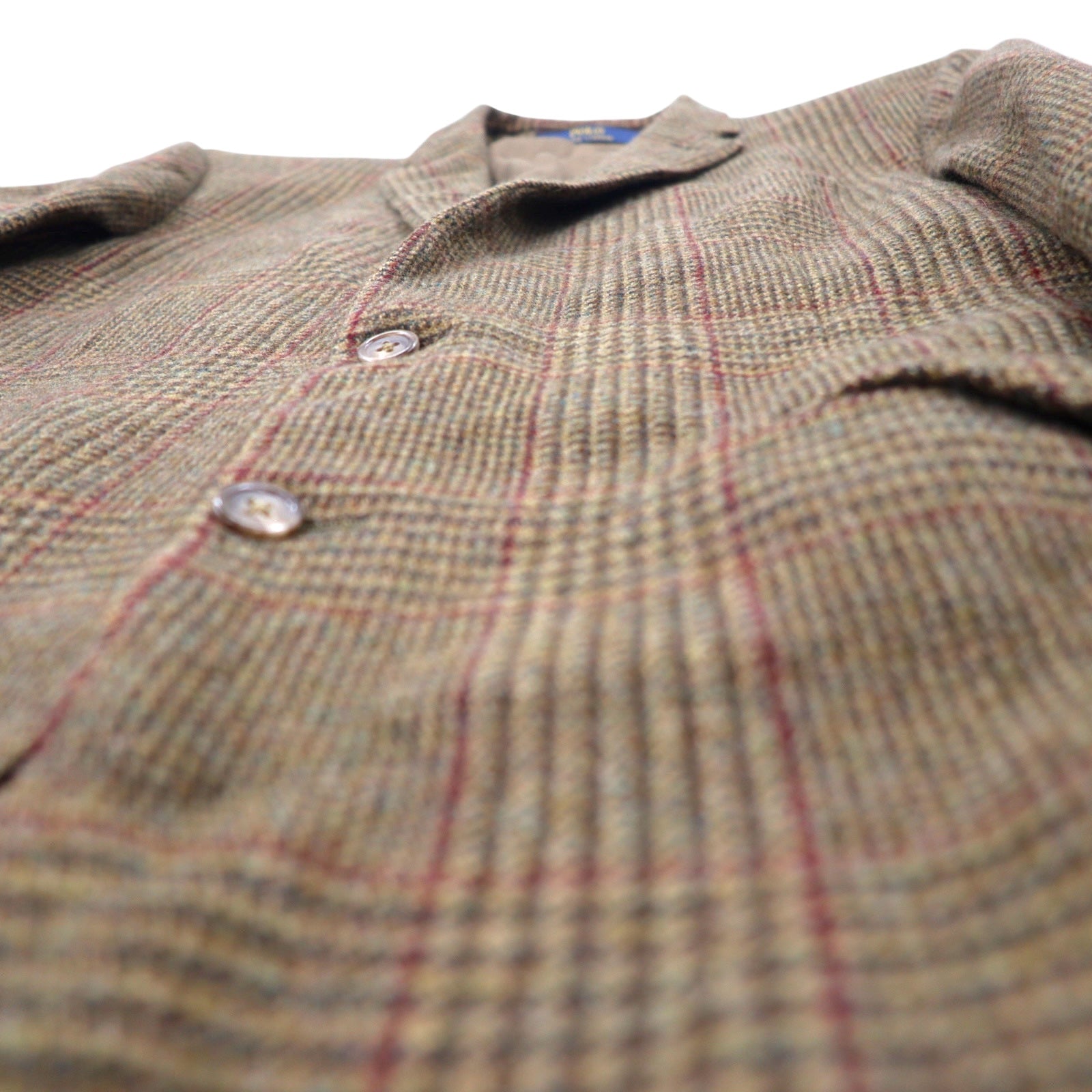 POLO RALPH LAUREN Giacca sartoriale 2 bottoni L Marrone Lana a quadri Fabbricato in Slovacchia CUSTOM FIT