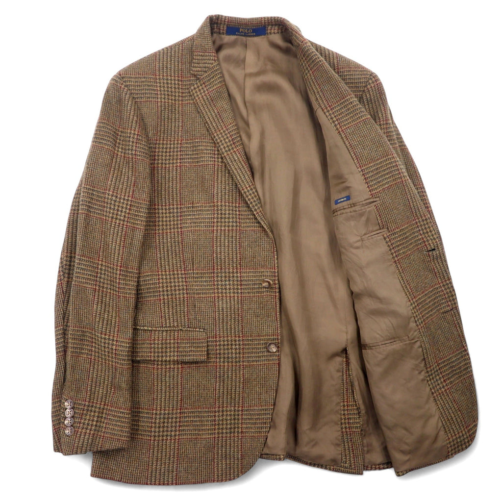 POLO RALPH LAUREN Giacca sartoriale 2 bottoni L Marrone Lana a quadri Fabbricato in Slovacchia CUSTOM FIT