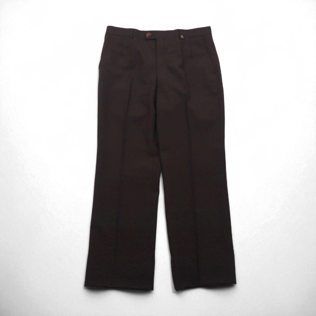 LANVIN completo doppiopetto con revers a punta, blazer, taglia L, marrone scuro, in lana, bottoni in metallo, taglio ampio