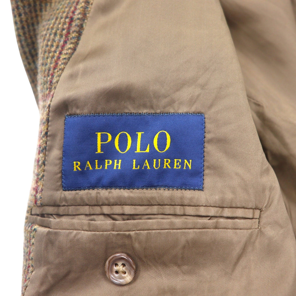POLO RALPH LAUREN Giacca sartoriale 2 bottoni L Marrone Lana a quadri Fabbricato in Slovacchia CUSTOM FIT