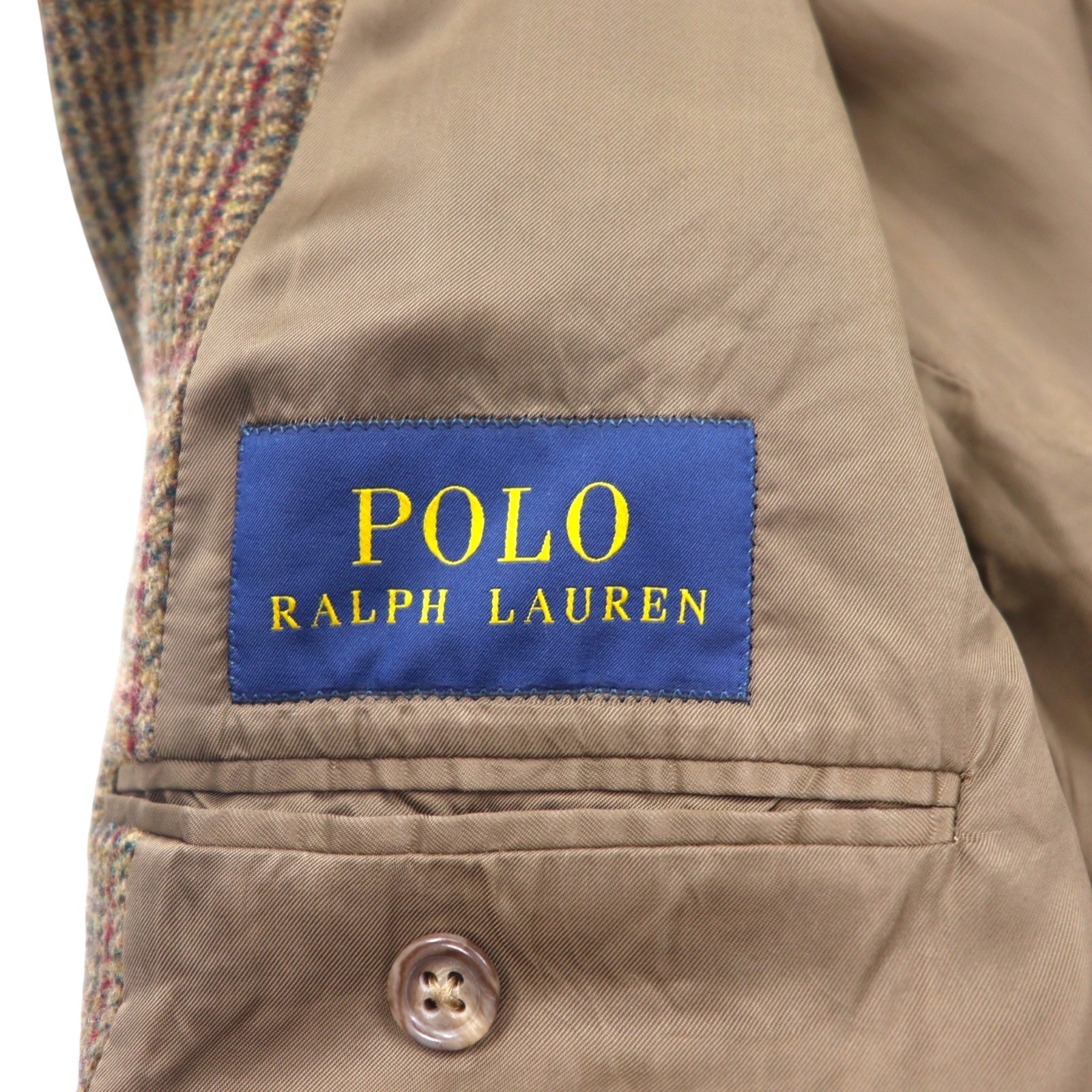 POLO RALPH LAUREN Giacca sartoriale 2 bottoni L Marrone Lana a quadri Fabbricato in Slovacchia CUSTOM FIT