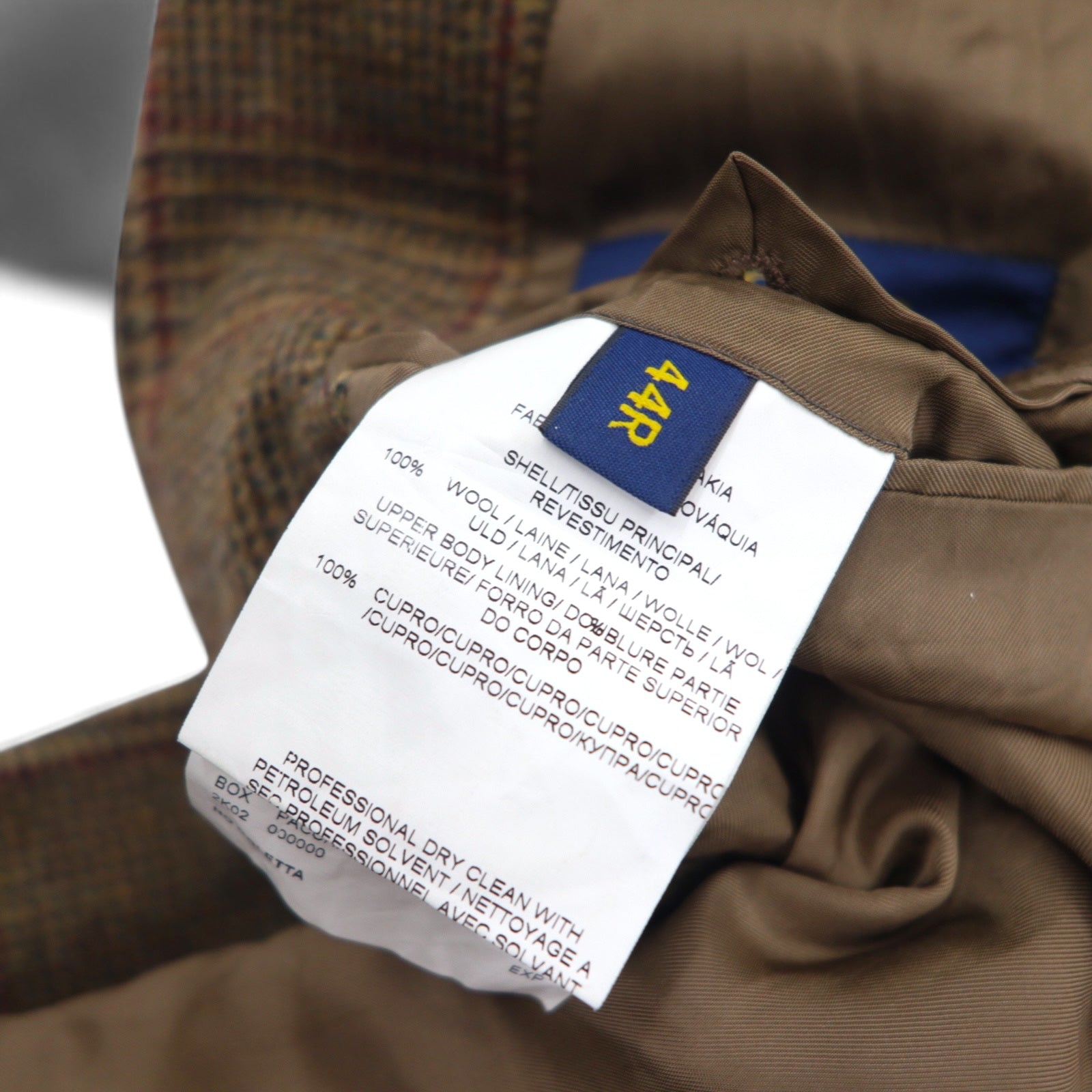 POLO RALPH LAUREN Giacca sartoriale 2 bottoni L Marrone Lana a quadri Fabbricato in Slovacchia CUSTOM FIT