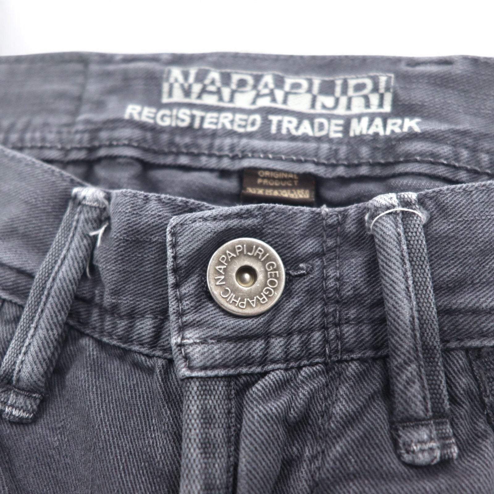 NAPAPIJRI Pantaloni in denim neri, taglia M, dritti, grigi, made in Romania N0YUNUH89