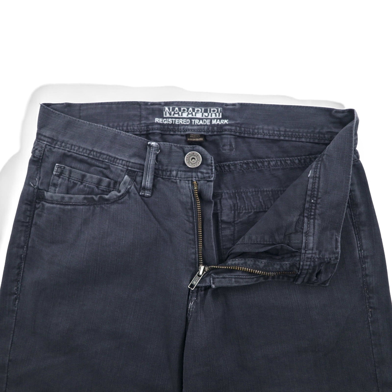 NAPAPIJRI Pantaloni in denim neri, taglia M, dritti, grigi, made in Romania N0YUNUH89