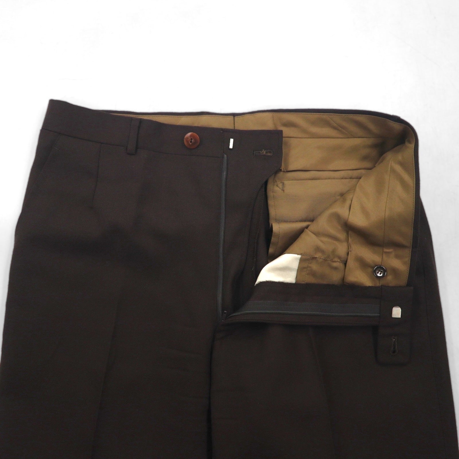 LANVIN completo doppiopetto con revers a punta, blazer, taglia L, marrone scuro, in lana, bottoni in metallo, taglio ampio