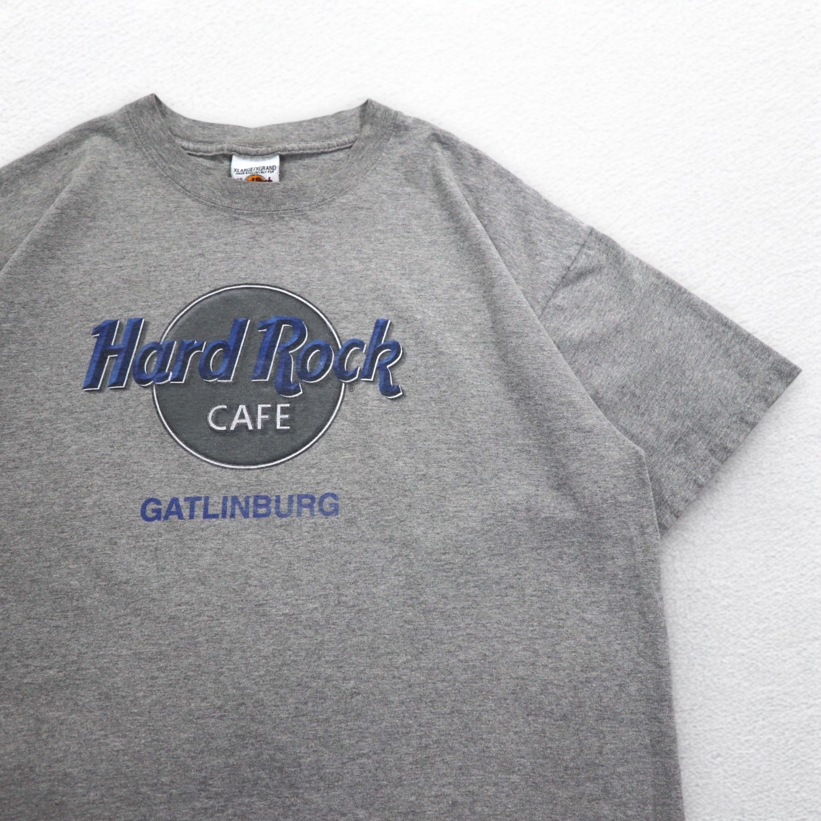 T-shirt Hard Rock Cafe anni '90 con stampa logo, XL, grigia, cotone, GATLINBURG, made in Mexico