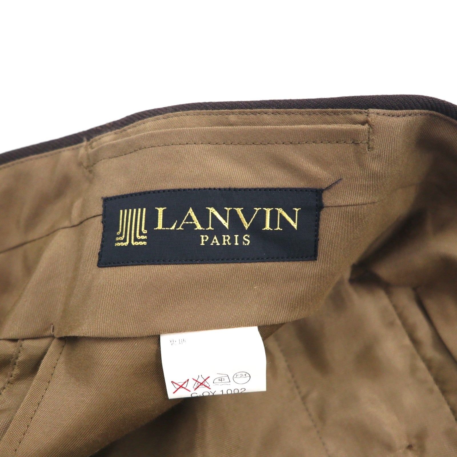 LANVIN completo doppiopetto con revers a punta, blazer, taglia L, marrone scuro, in lana, bottoni in metallo, taglio ampio