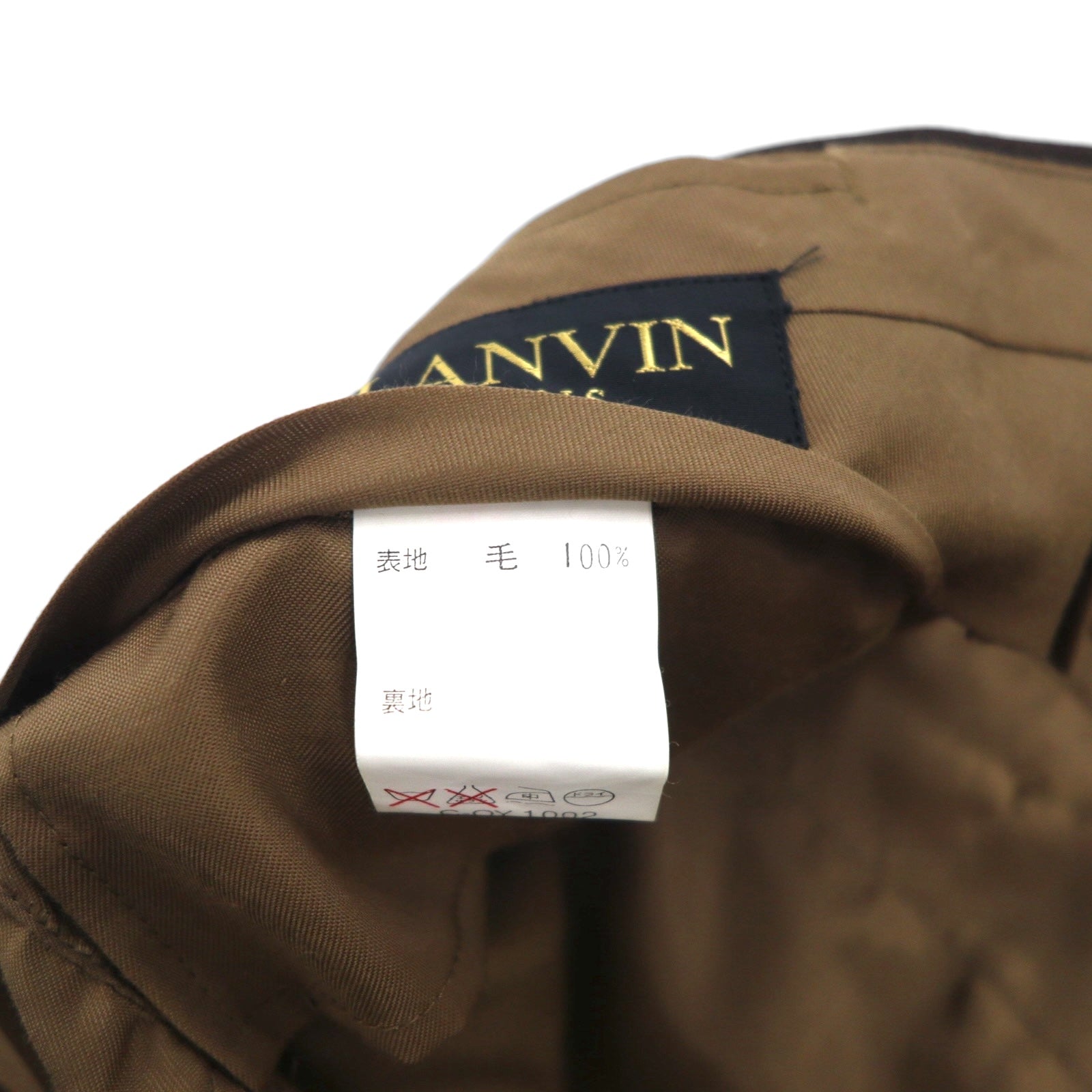 LANVIN completo doppiopetto con revers a punta, blazer, taglia L, marrone scuro, in lana, bottoni in metallo, taglio ampio