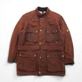 Giacca da motociclista Belstaff Roadmaster oliata, taglia XL, colore marrone, fodera a quadri, con cintura