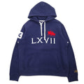 Polo by Ralph Lauren anni '90 Dual Match ricamato mezza zip felpa con cappuccio XL blu navy cotone numerato