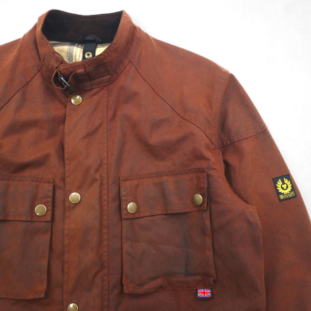 Giacca da motociclista Belstaff Roadmaster oliata, taglia XL, colore marrone, fodera a quadri, con cintura