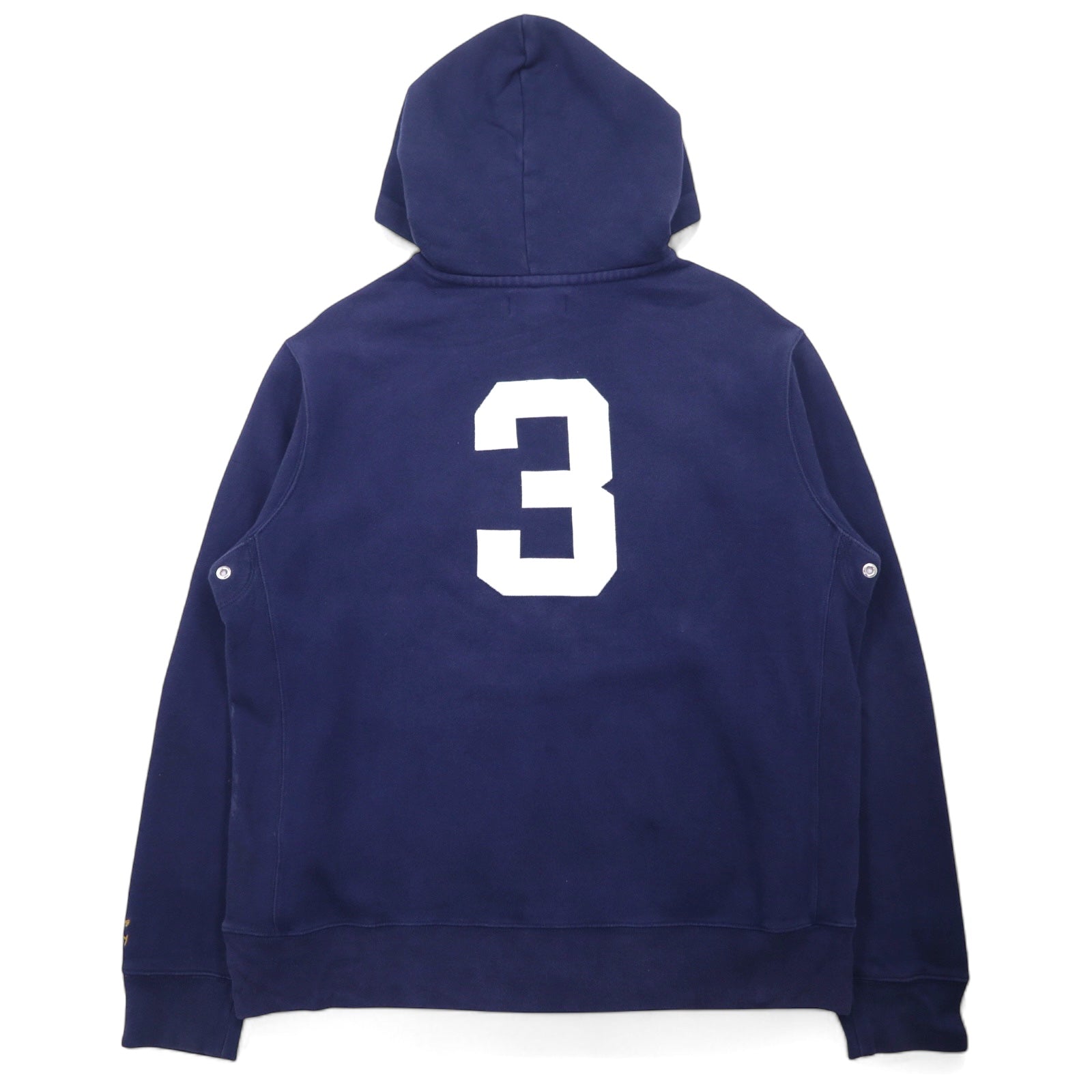 Polo by Ralph Lauren anni '90 Dual Match ricamato mezza zip felpa con cappuccio XL blu navy cotone numerato