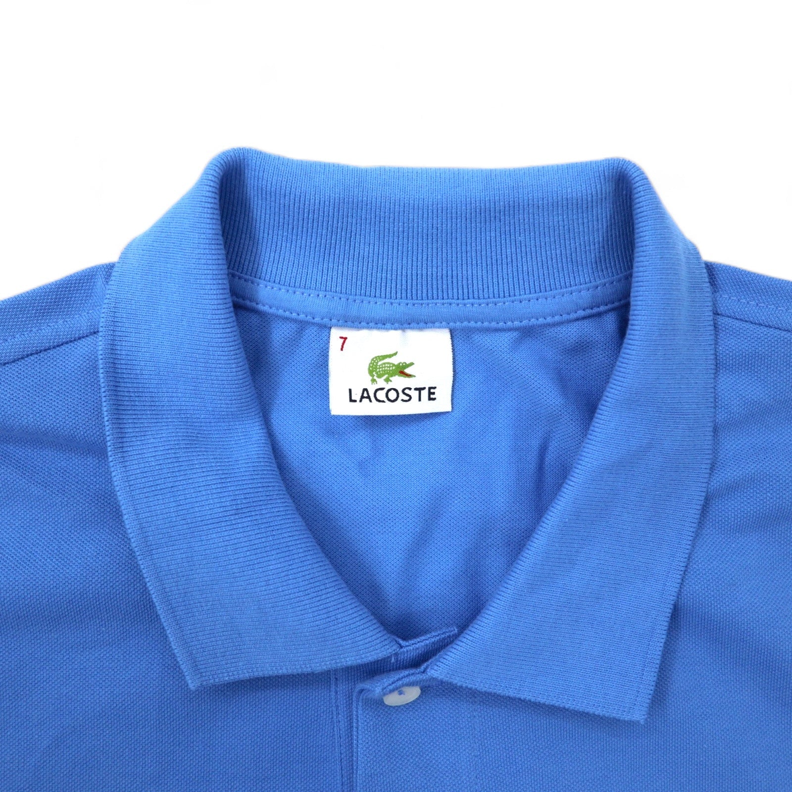 LACOSTE Polo, taglia 7, blu, cotone, logo ricamato