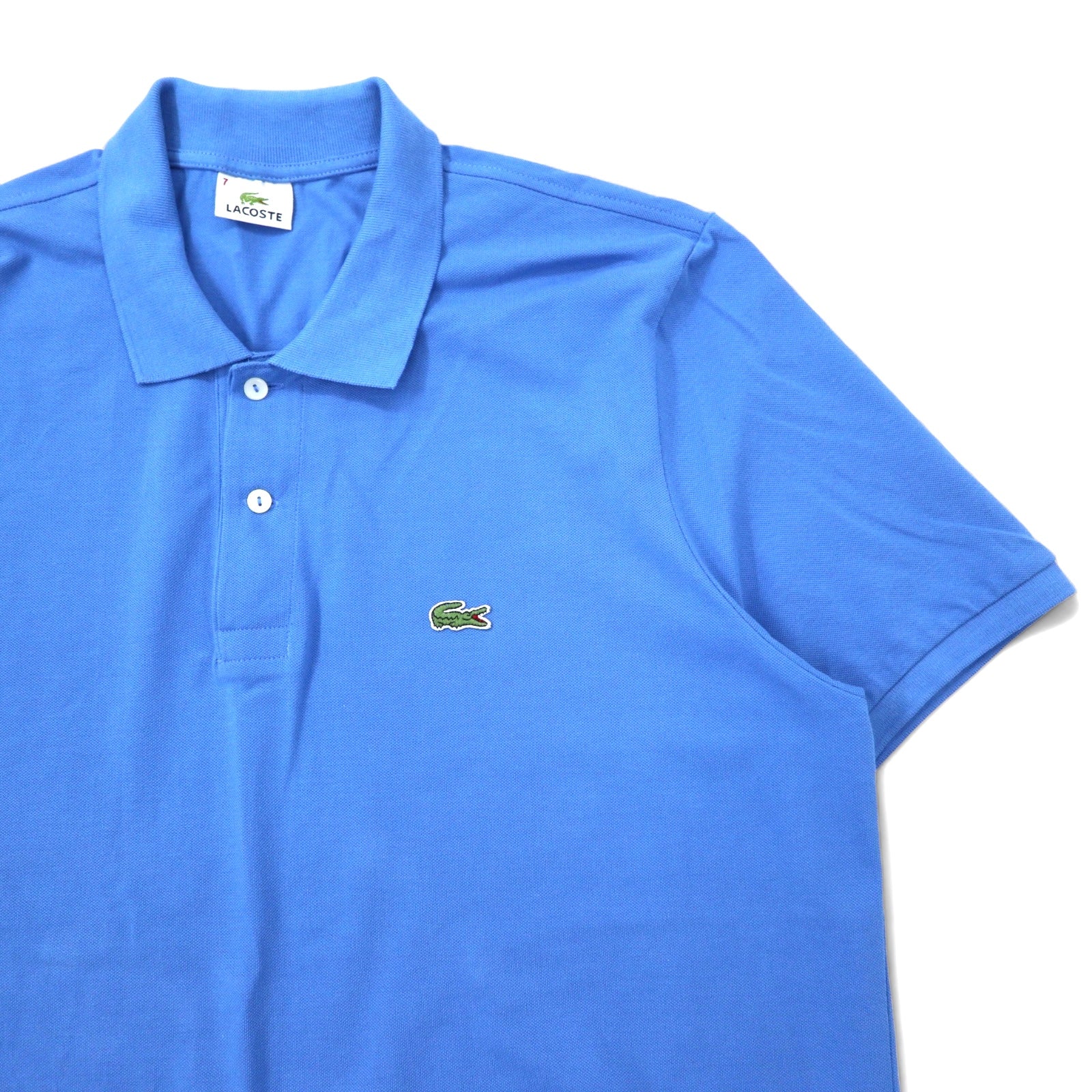 LACOSTE Polo, taglia 7, blu, cotone, logo ricamato