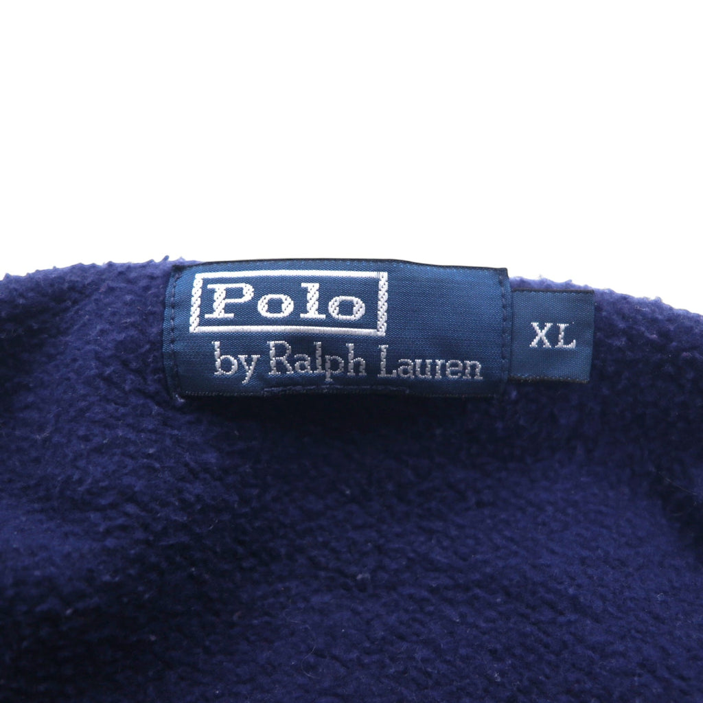 Polo by Ralph Lauren anni '90 Dual Match ricamato mezza zip felpa con cappuccio XL blu navy cotone numerato