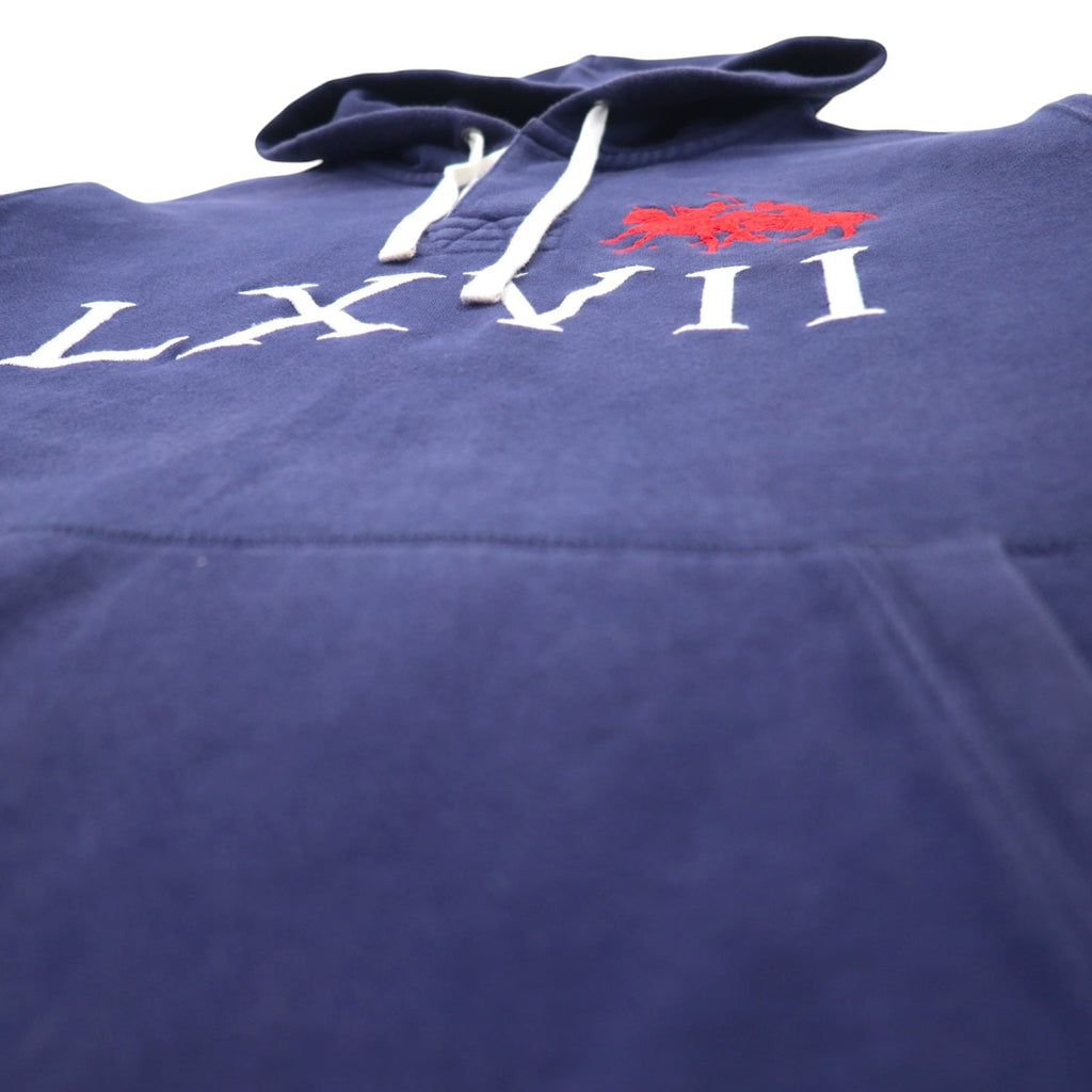 Polo by Ralph Lauren anni '90 Dual Match ricamato mezza zip felpa con cappuccio XL blu navy cotone numerato