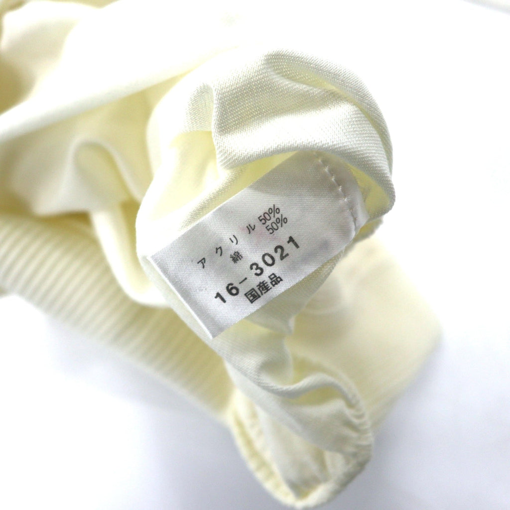 Cardigan in maglia acrilica Crocodile anni '80 M bianco cotone con logo a punto unico Prodotto in Giappone Nuovo