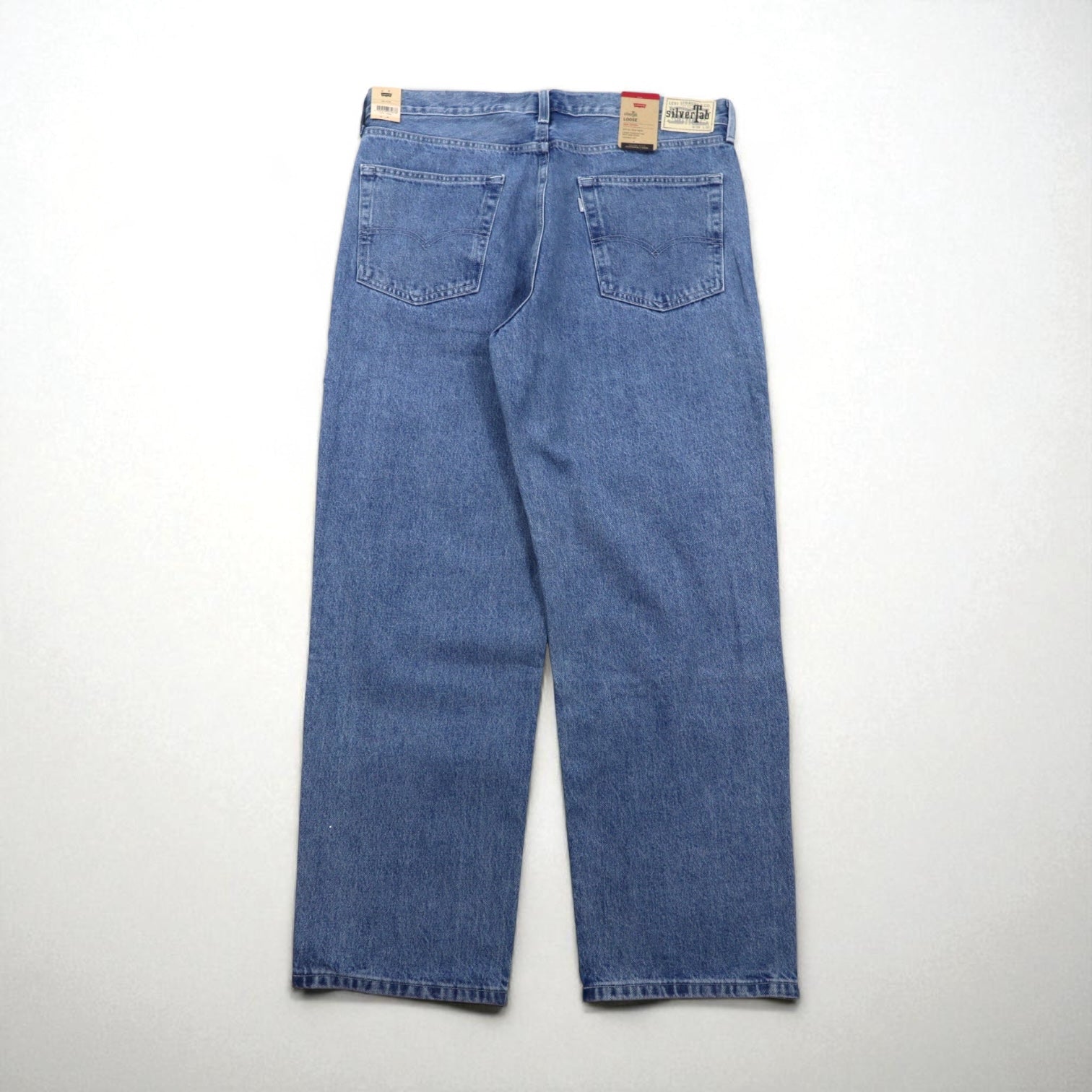 Levi's Silver Tab Loose Fit Baggy Tapered Jeans XL LOOSE Indigo Blue A3421-0001 Nuovo